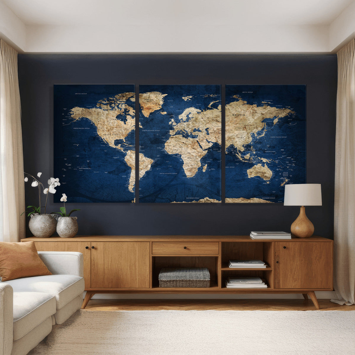 World Map Canvas Print – Framed Travel Map Wall Art for
