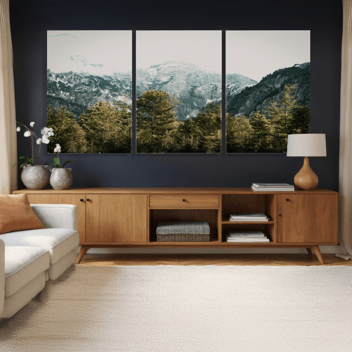 Mountain Forest Wall Art Canvas Print, Alpine Landscape