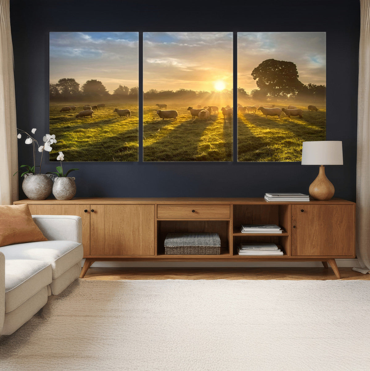 Sheep Wall Art Canvas Print – Rural Farm Animal Artwork