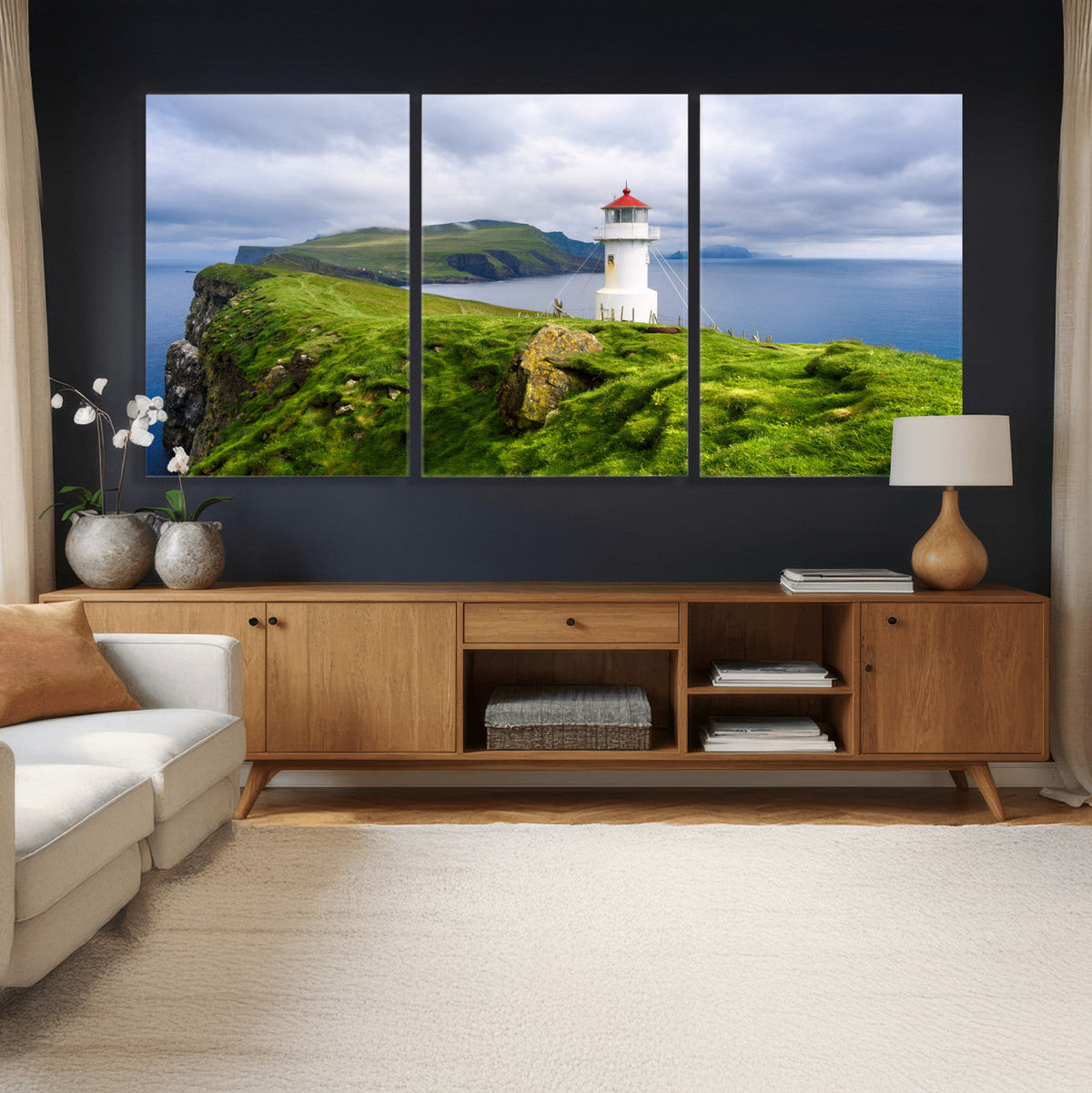 Cliffside Lighthouse Wall Art Canvas Print – Coastal