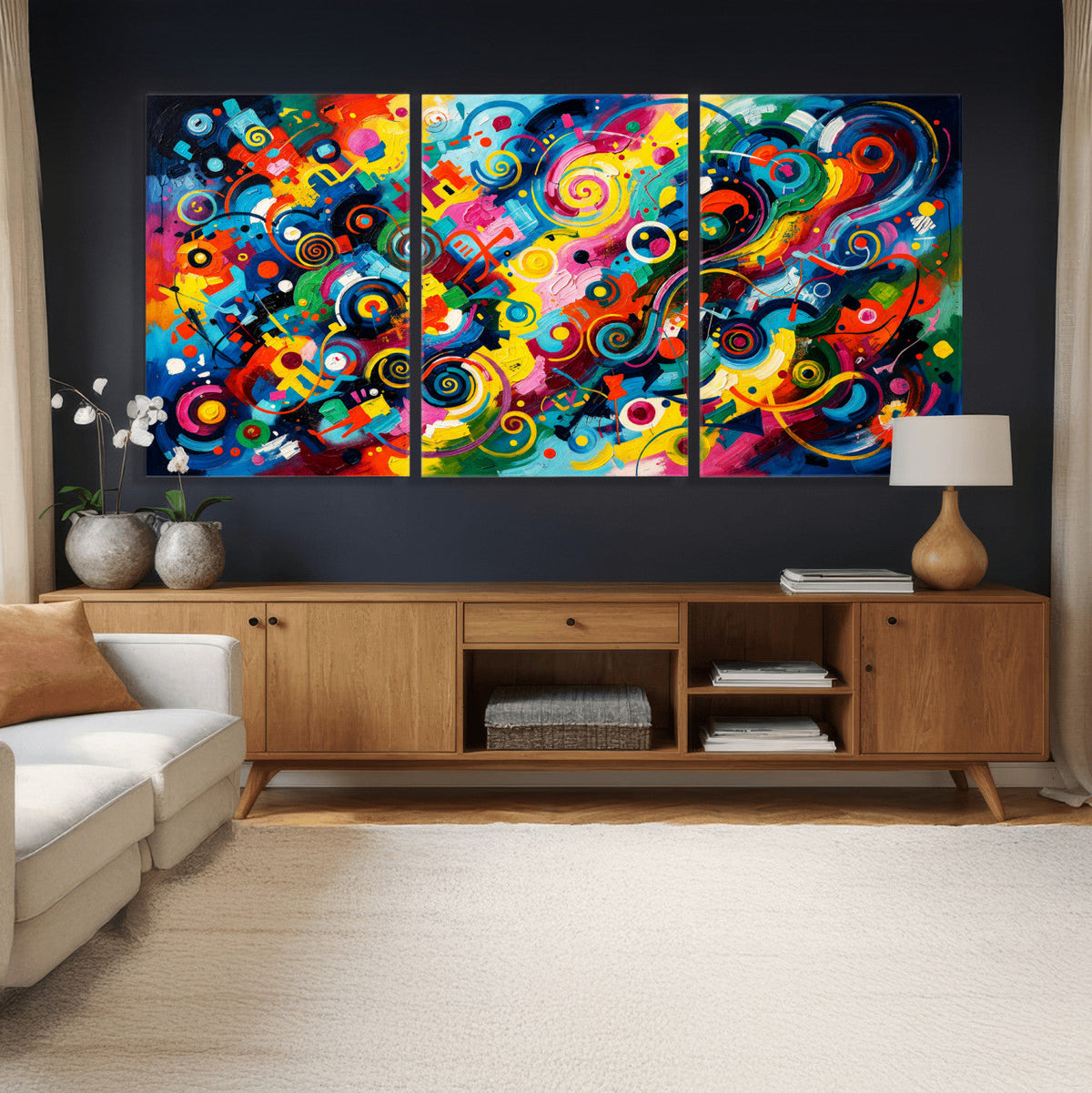 Geometric Abstract Wall Art Canvas Print, Bold Color