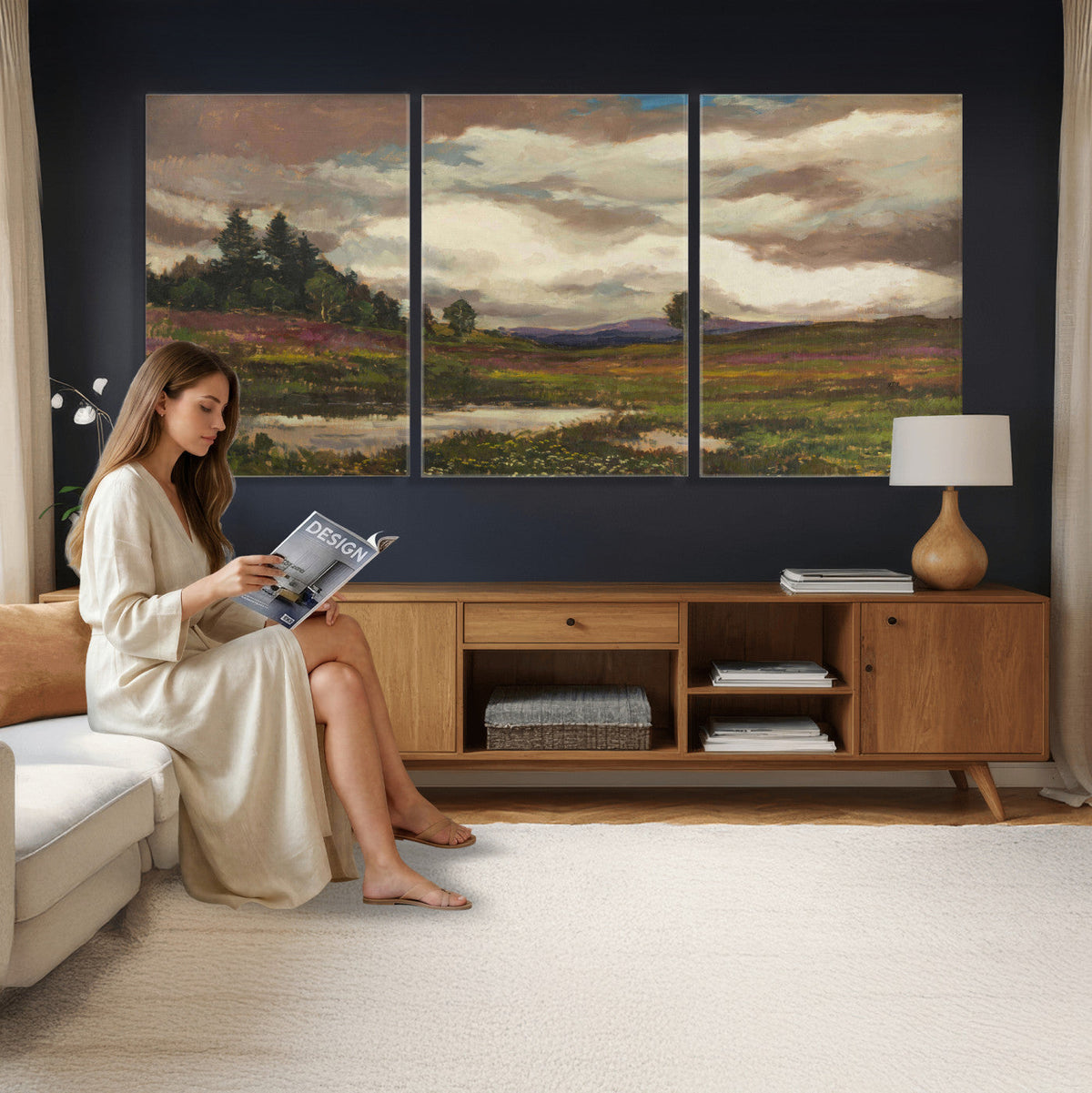 Gustav Macoun Heathland Canvas Print, Czech Landscape Oil