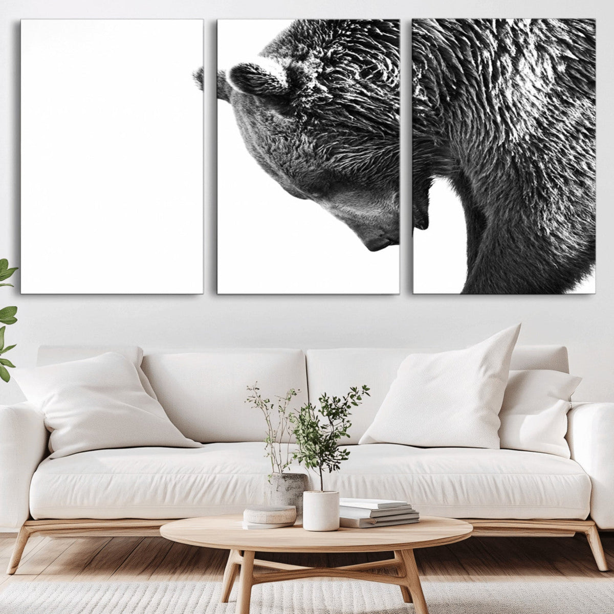 Black and White Grizzly 399 Bear Canvas Print Wall Art |