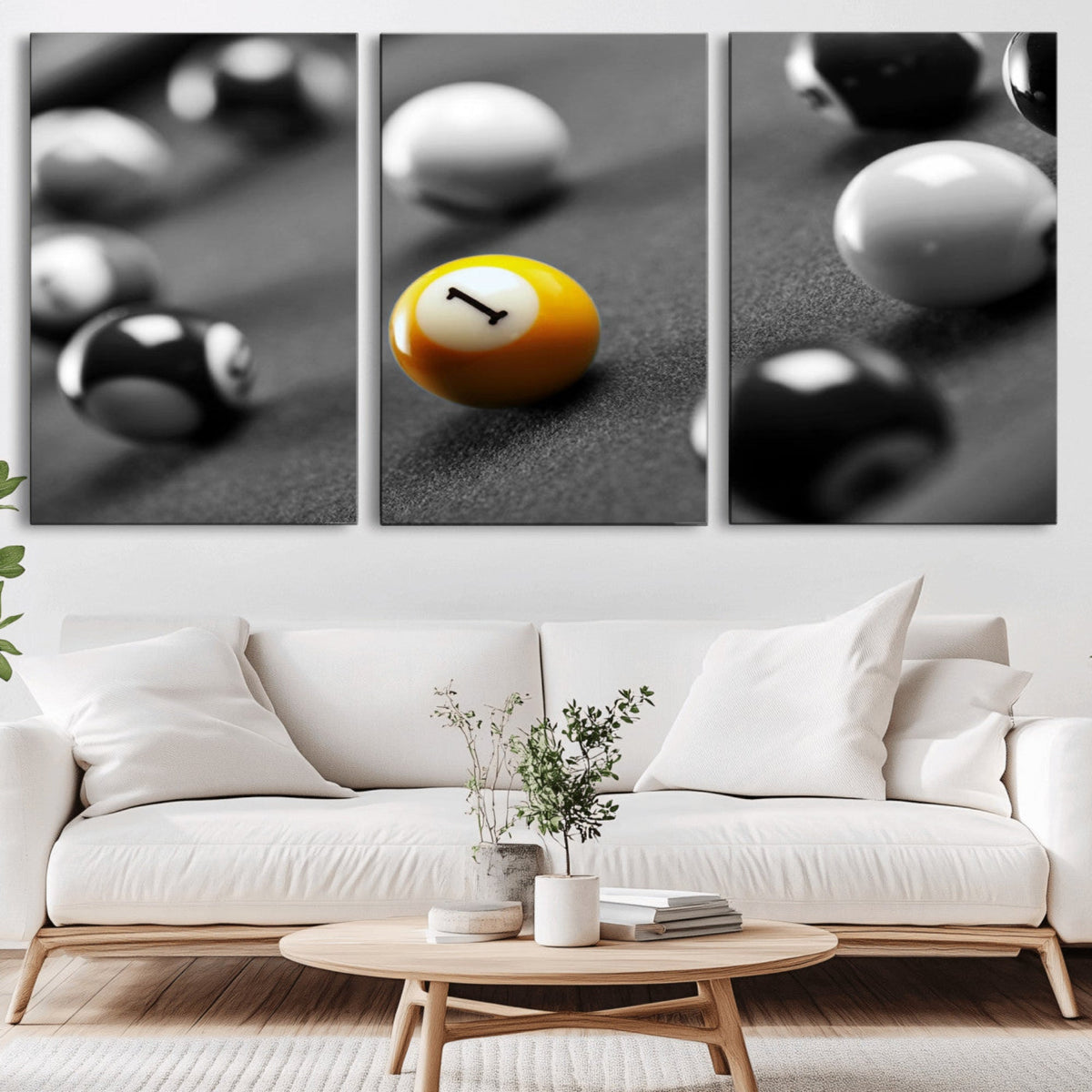 Wall Art Pool Table and Balls Canvas Print