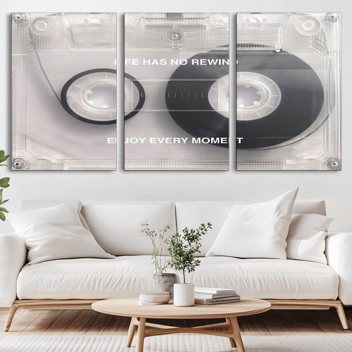 Vintage Cassette Tape Canvas Wall Art - Inspirational 'Life