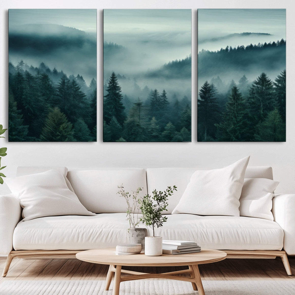 Captivating Misty Foggy Forest Wall Art Premium Canvas Print