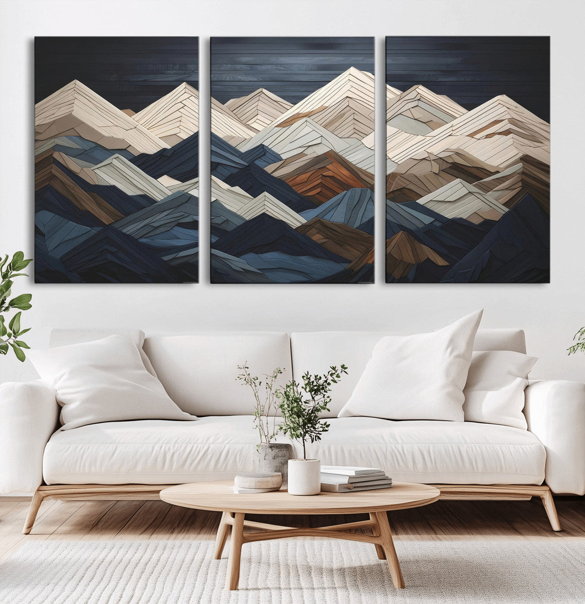 Mountain Wall Art – Modern Geometric Landscape Canvas Print,