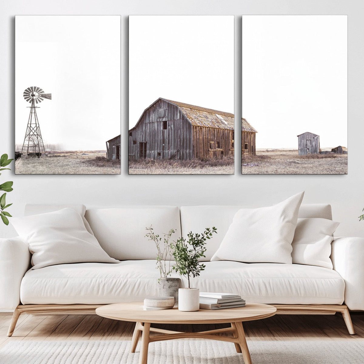 Set of 3 Rustic Farmhouse Wall Art Prints – Country Barn,