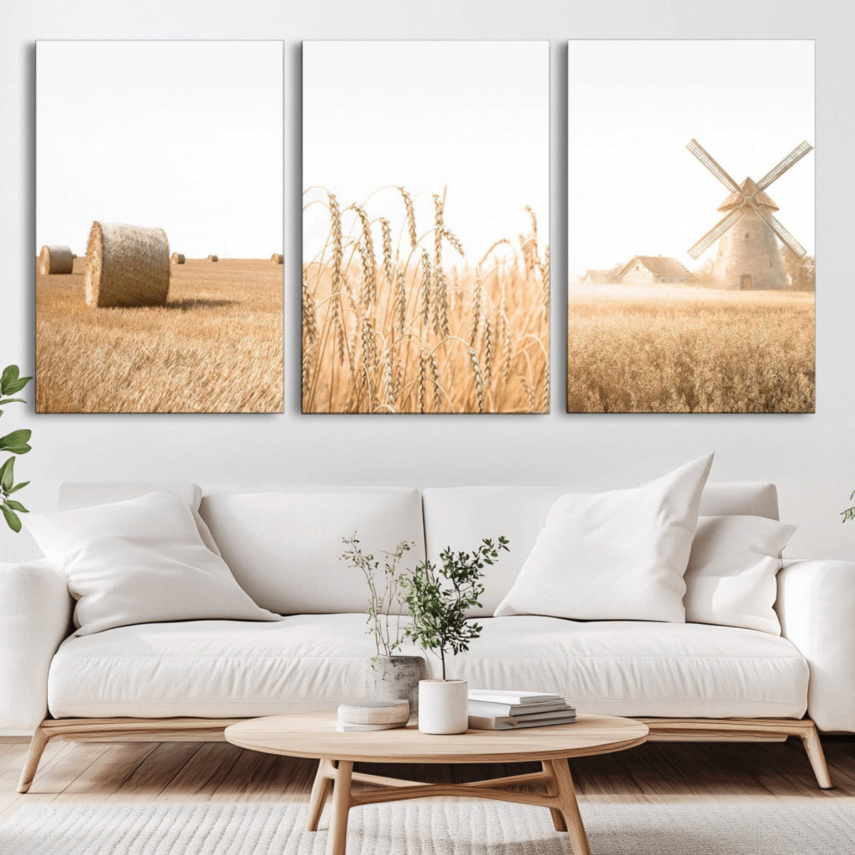 Vintage Farmhouse Triptych Wall Art – Giclée Canvas