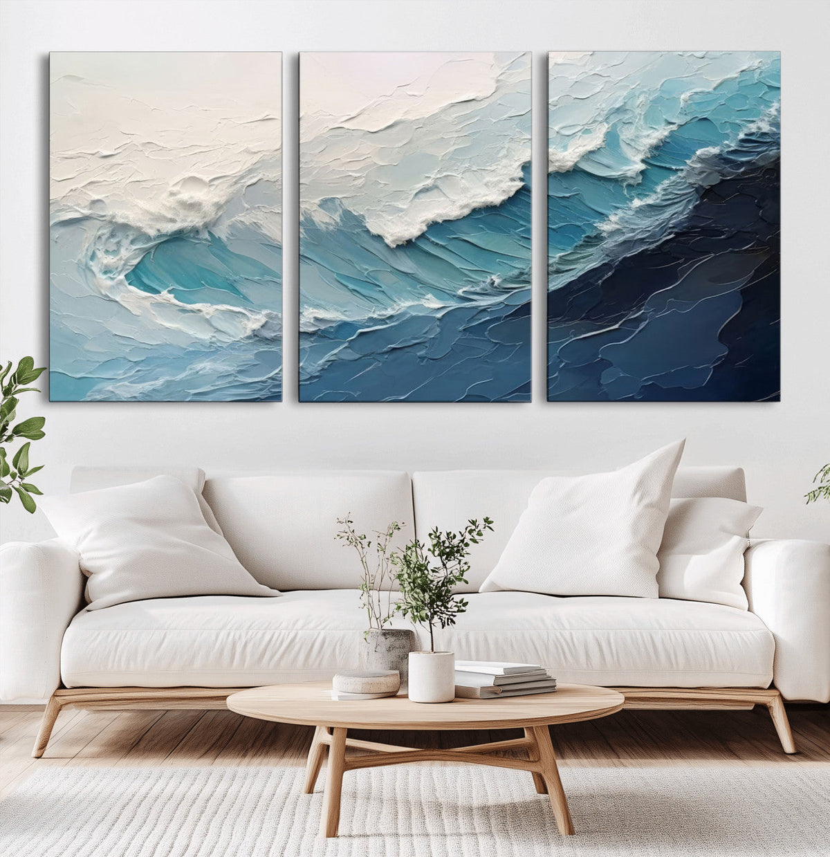 Ocean Wave Canvas Wall Art Print – Coastal Living Room Large