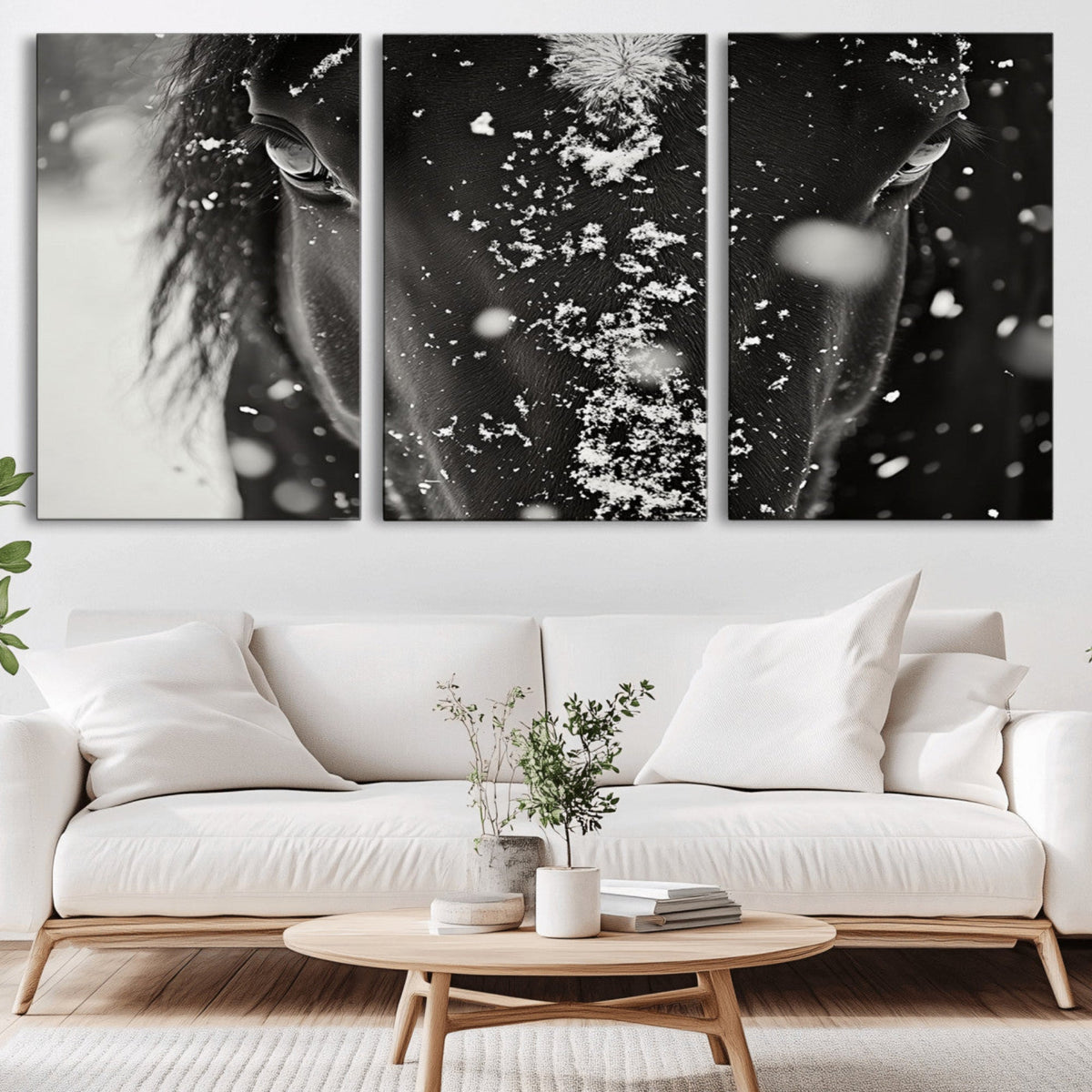 Winter Horse Snow Wall Art Canvas Print