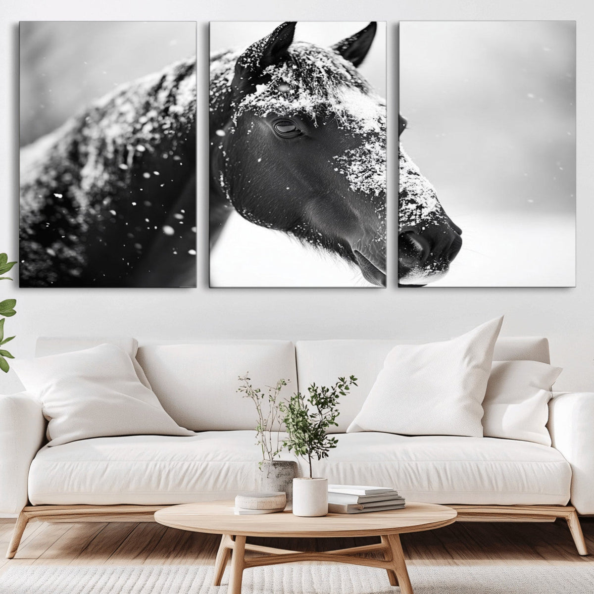 Horse Canvas Print - Winter Horse Snow Wall Art Canvas Print