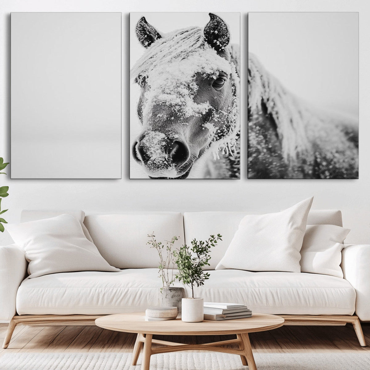 White Horse Wall Art | Ready to Hang and Framed | Winter