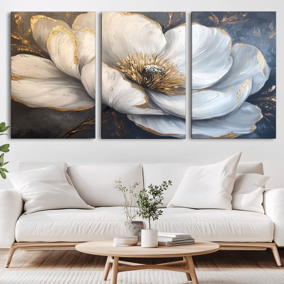 White Magnolia Flower Wall Art Canvas Print | Abstract