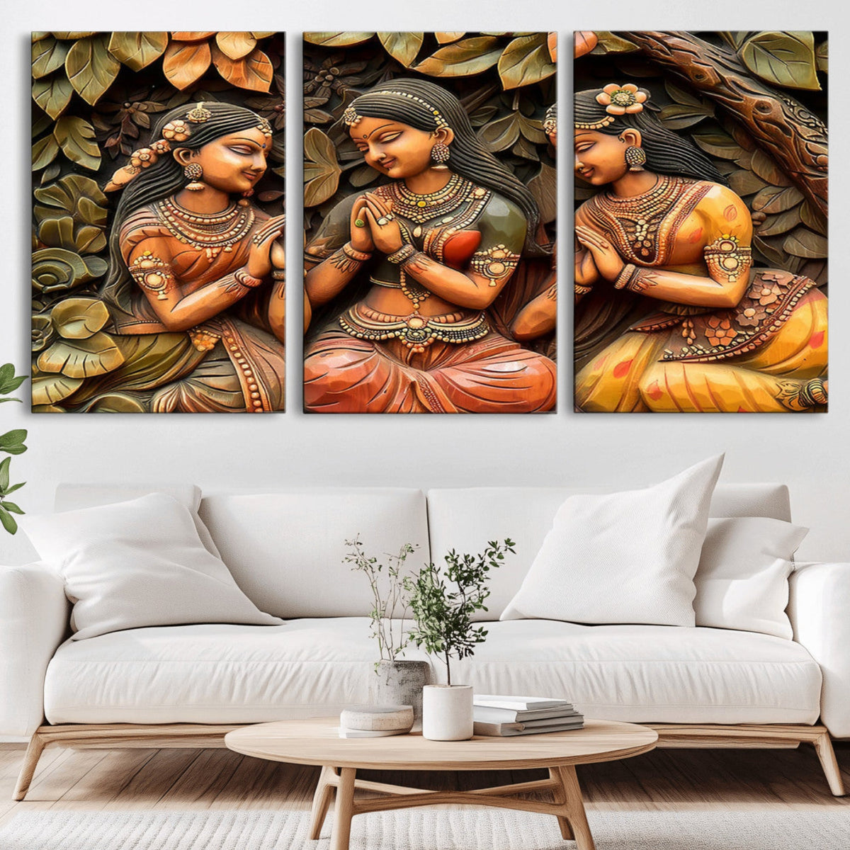 Indian Woman Statue Wall Art Canvas Print