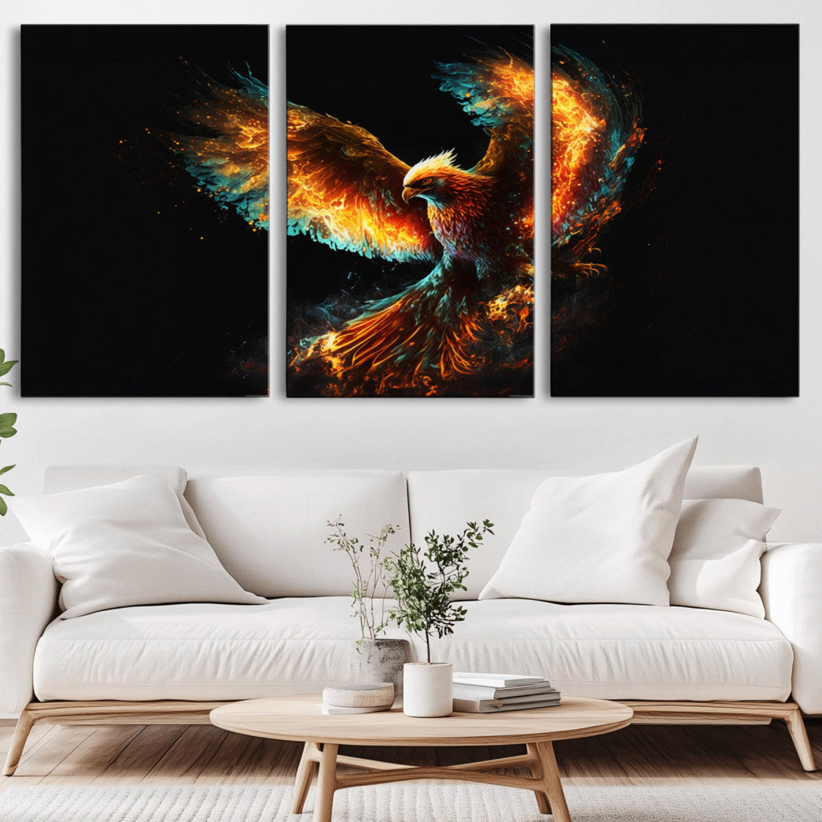 Fiery Phoenix Canvas Print | Ready to Hang Wall Art | Bold