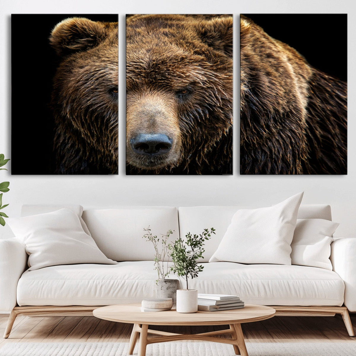Grizzly Brown Bear Canvas Wall Art, Wildlife Animal Canvas