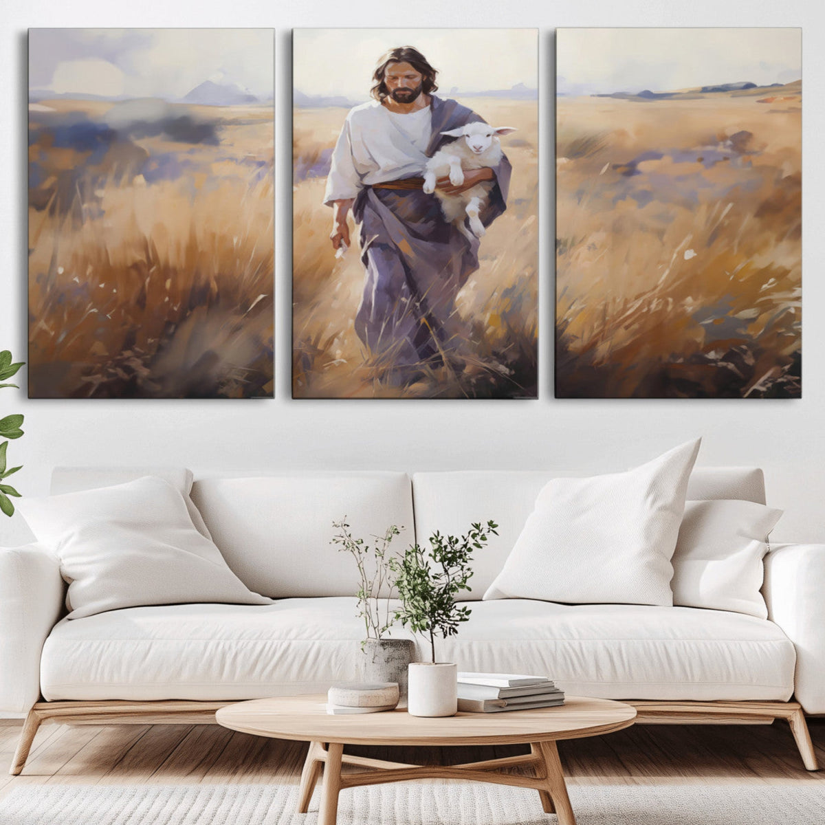 Jesus the Good Shepherd Wall Art Canvas Print - Lost Lamb