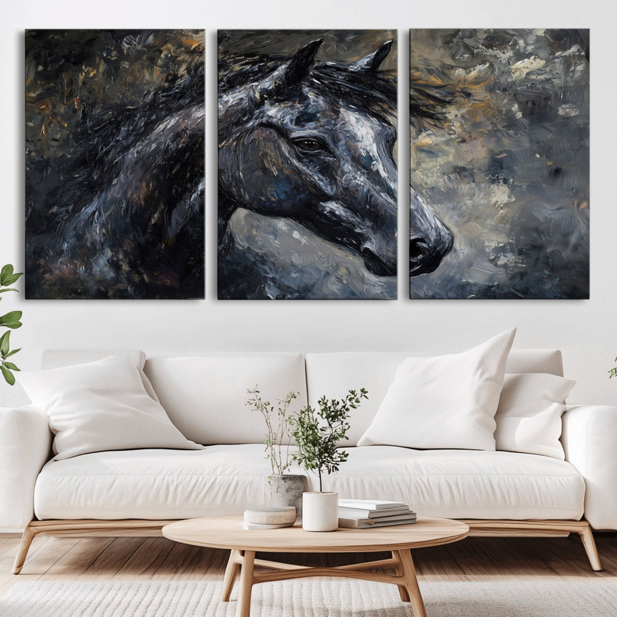 Large Abstract Horse Wall Art Canvas Print | Farmhouse Wall