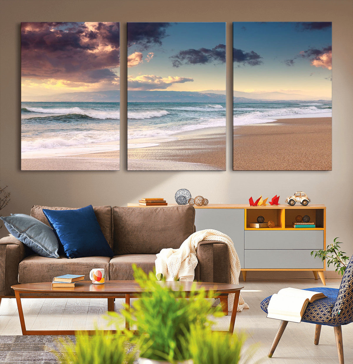 Cloudy Weather Beach Sunset Canvas Print | Sunrise Wall Art