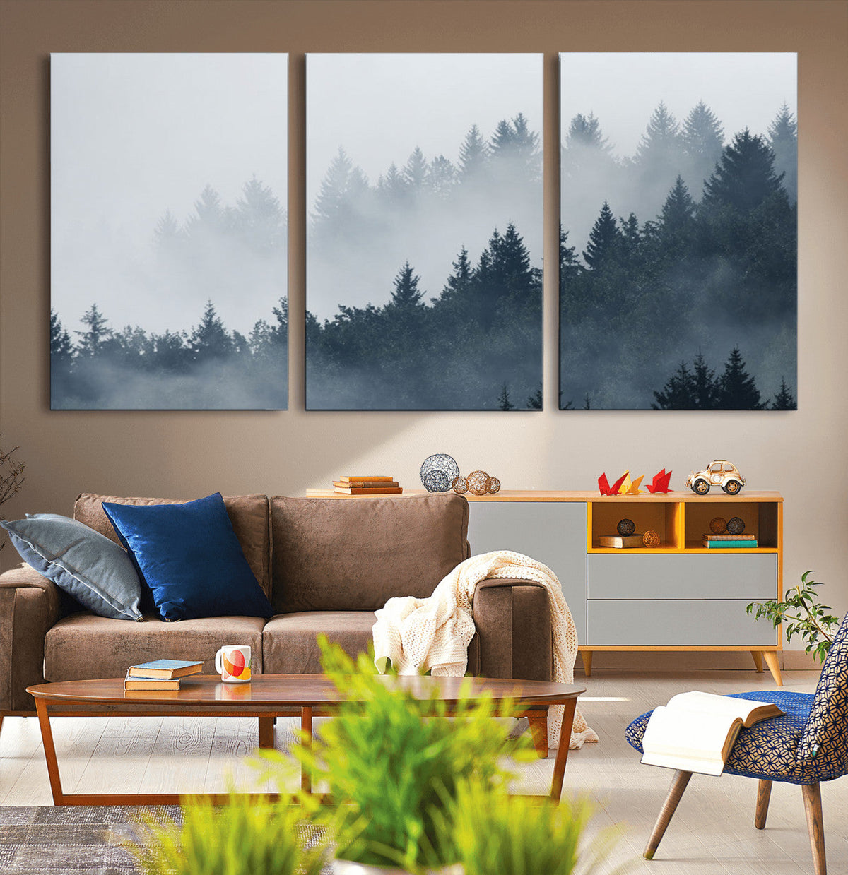 Foggy Pine Forest Wall Art Canvas Print