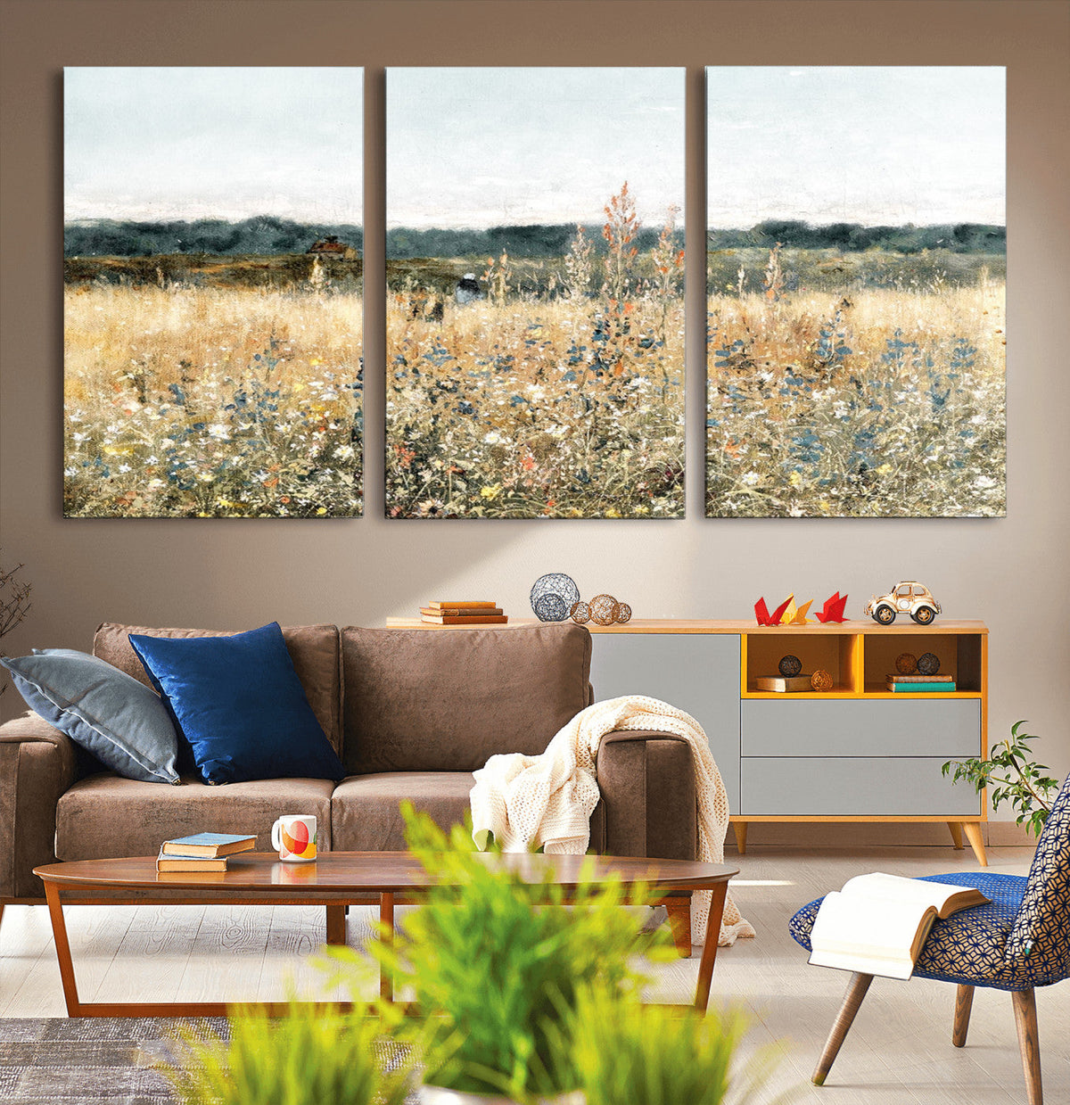 Wildflower Field Wall Art Canvas | Nature-Inspired Landscape