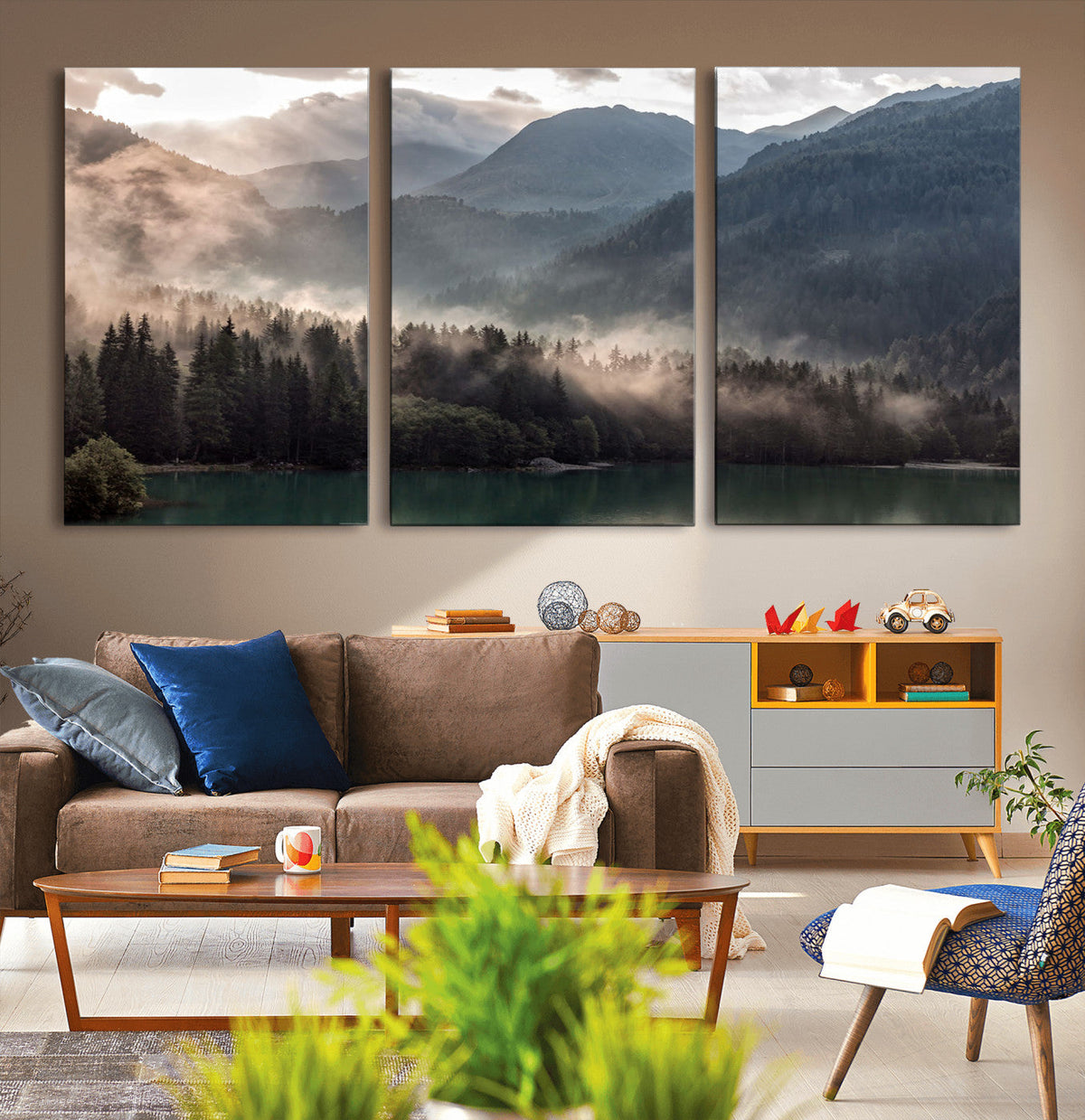 Foggy Mountain Canvas Print Forest Wall Art