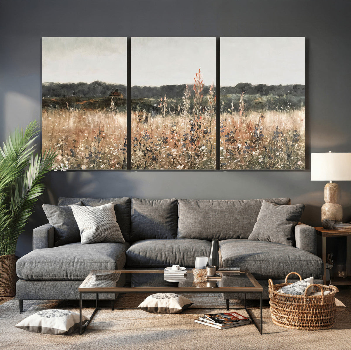Rustic Field Landscape Wall Art Print, Giclee Canvas Wall