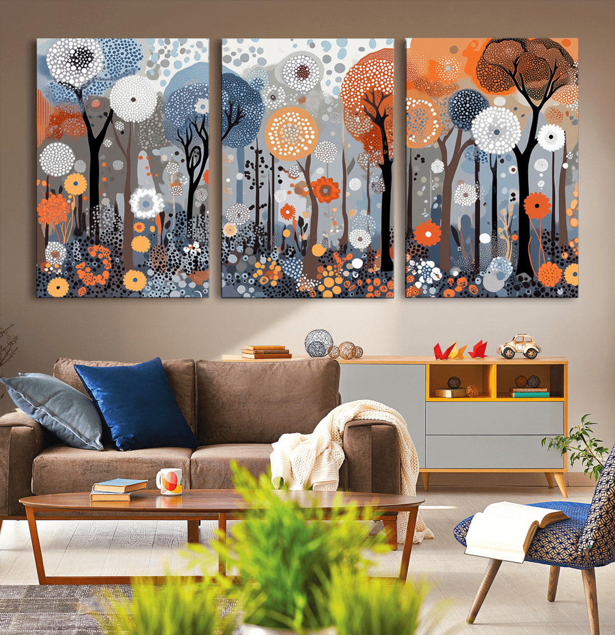 Abstract Winter Landscape Canvas Wall Art Print - Large