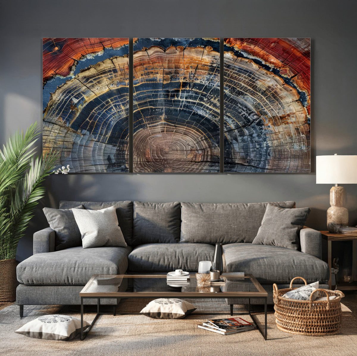 Abstract Tree Ring Wall Art Canvas Print