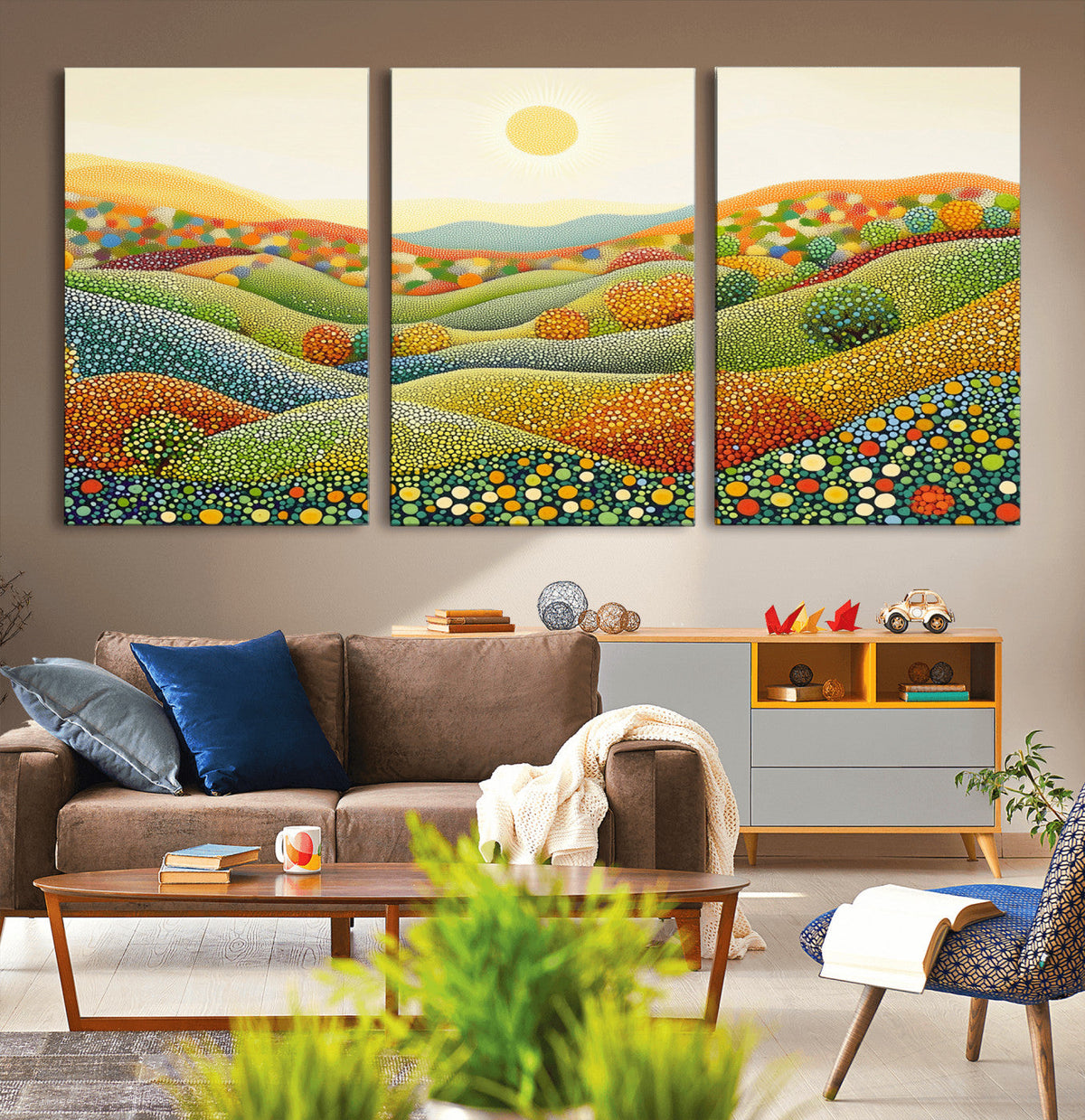 YAYOI KUSAMA Wall Art - Colorful Dot Art Landscape Canvas,