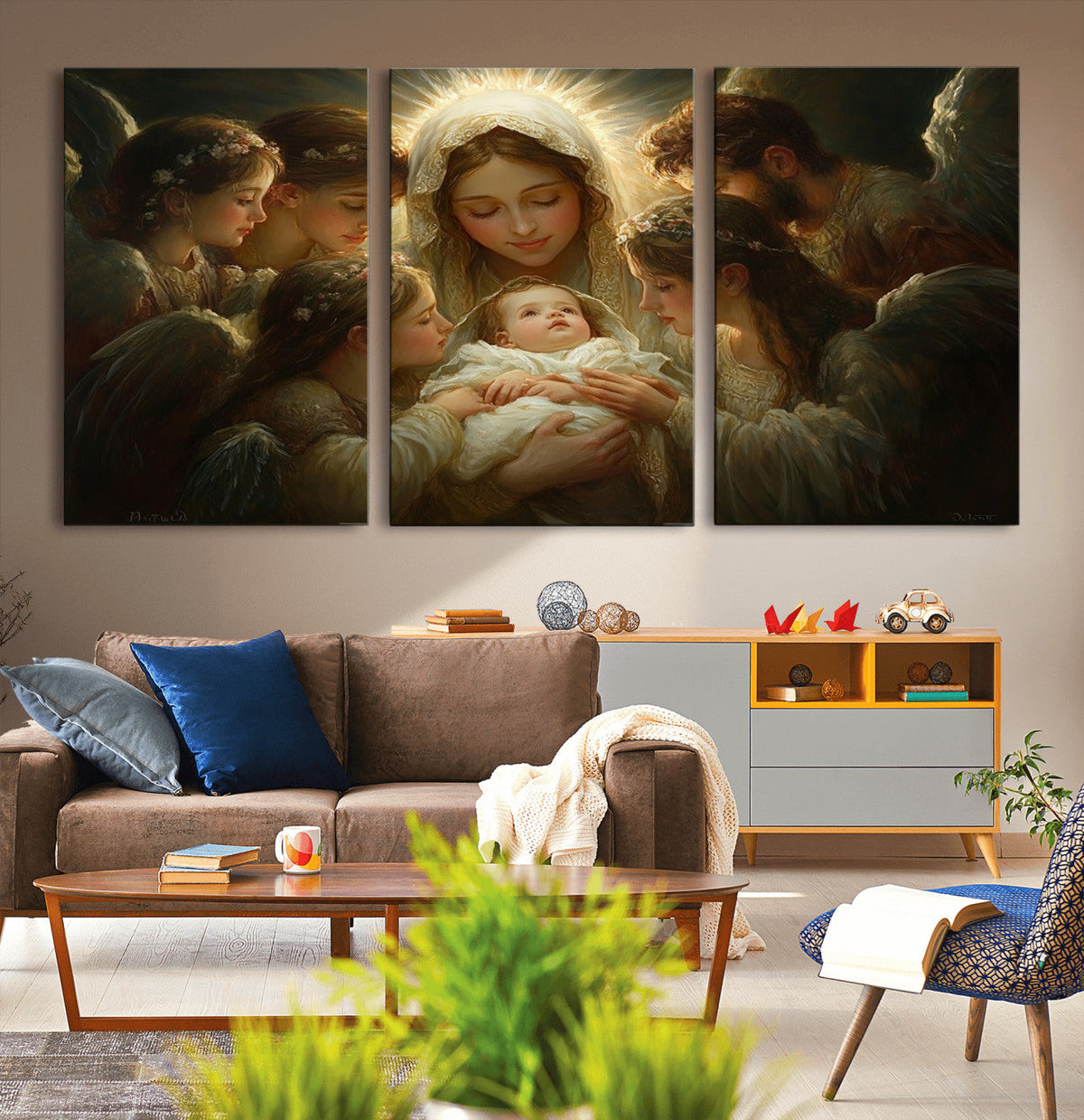 Mary Jesus Canvas Wall Art Print - Madonna and Child with
