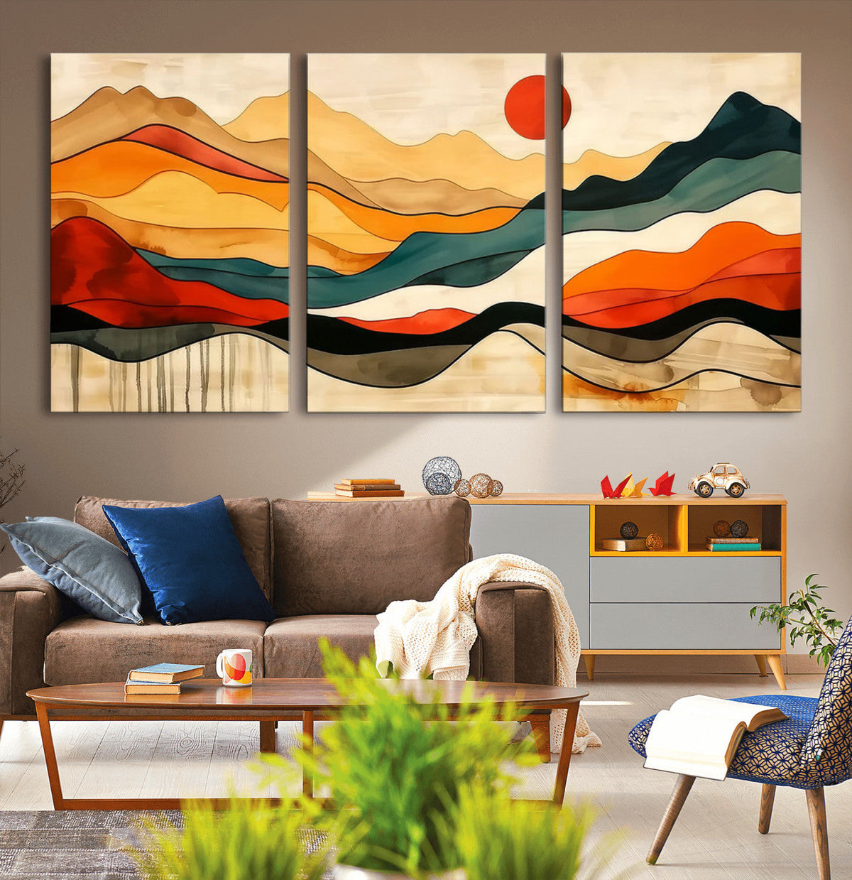 Mid Century Wall Art Print - Abstract Woodland Print -