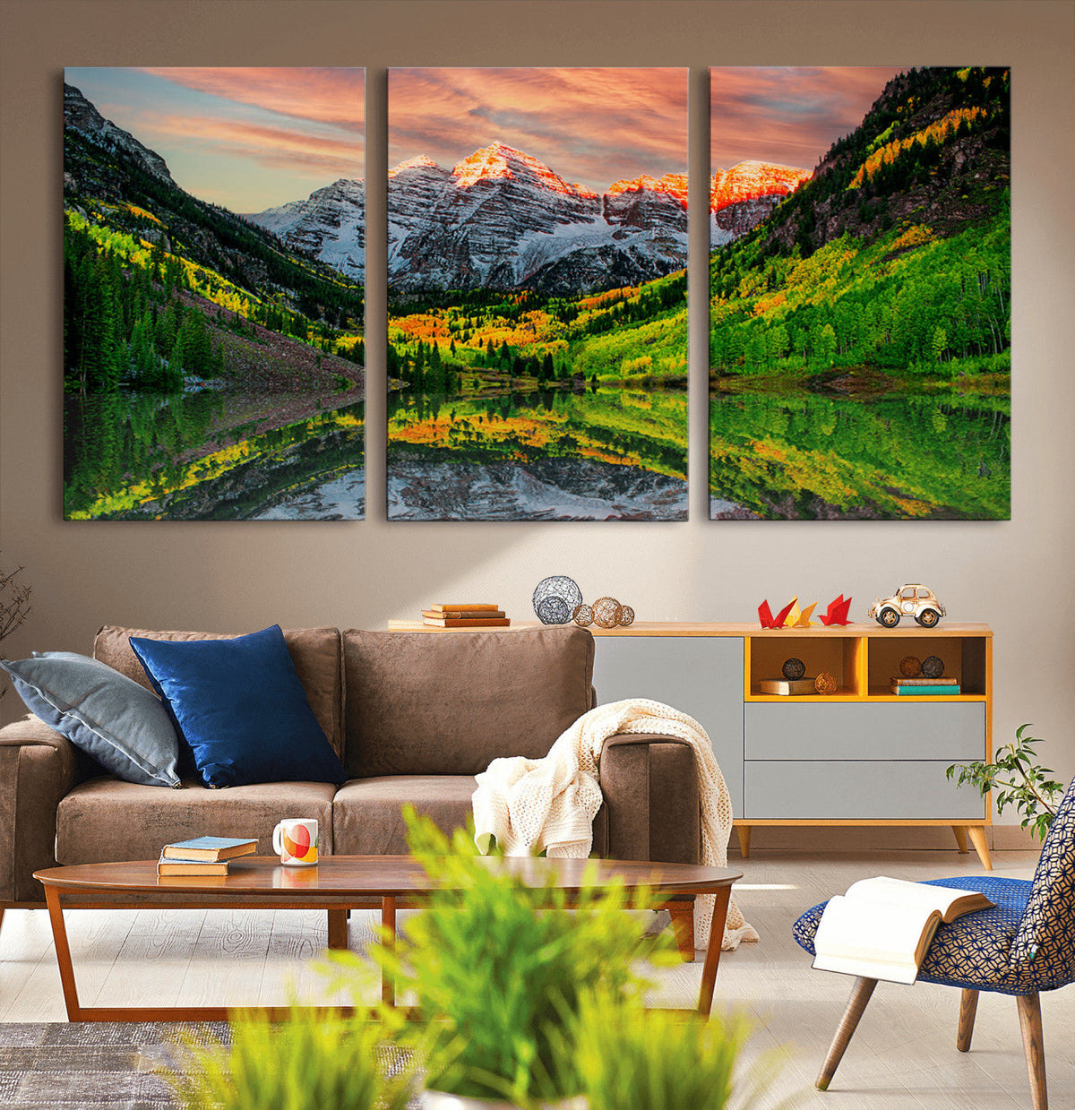 Maroon Bells Lake Wall Art Canvas Print – Framed Majestic