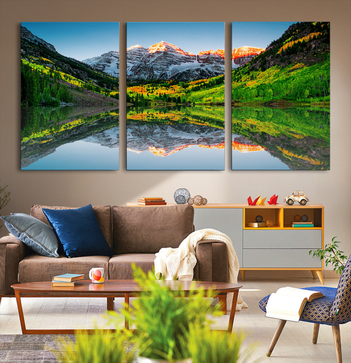 Majestic Snow-Capped Peaks Wall Art Canvas Print, Vibrant