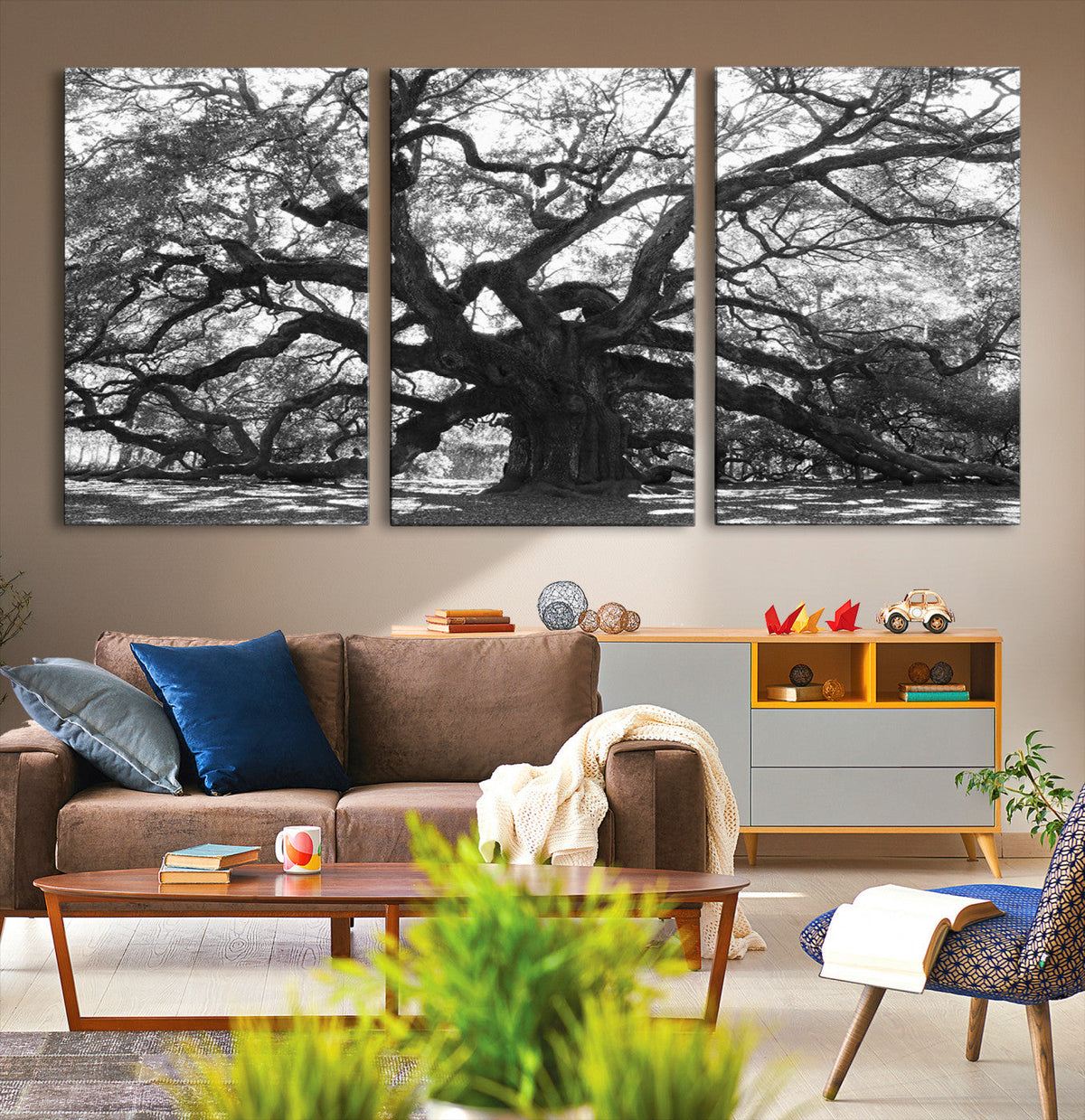 Ancient Oak Wall Art Canvas Print, Majestic Twisted Branches