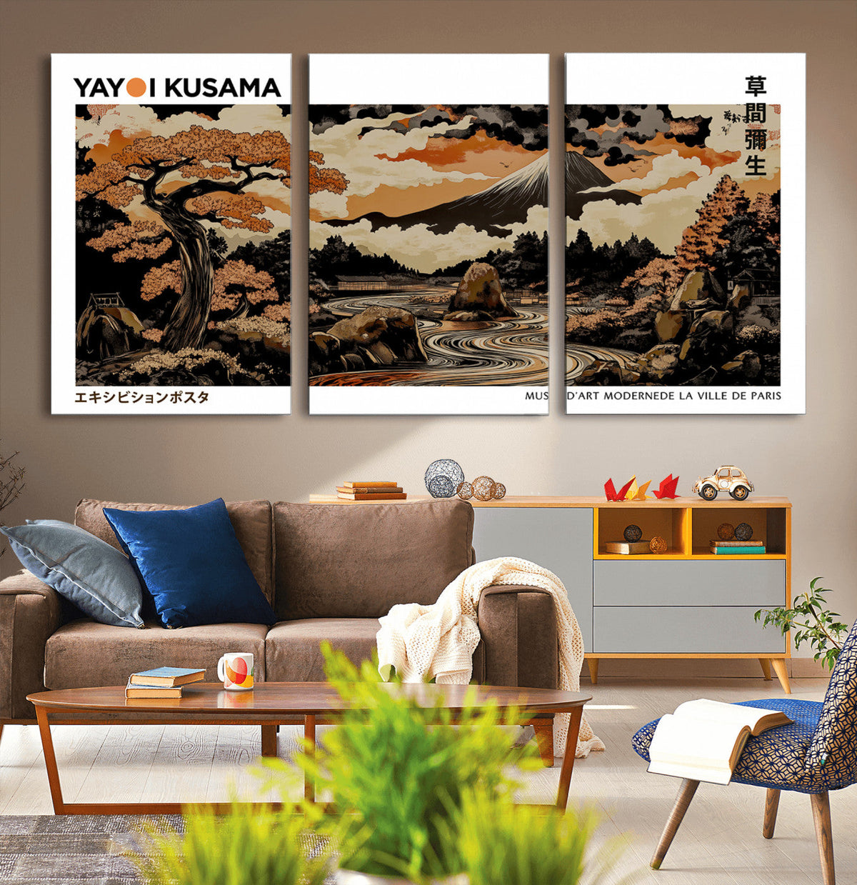 Modern Japanese Wall Art Canvas Print – Framed Abstract