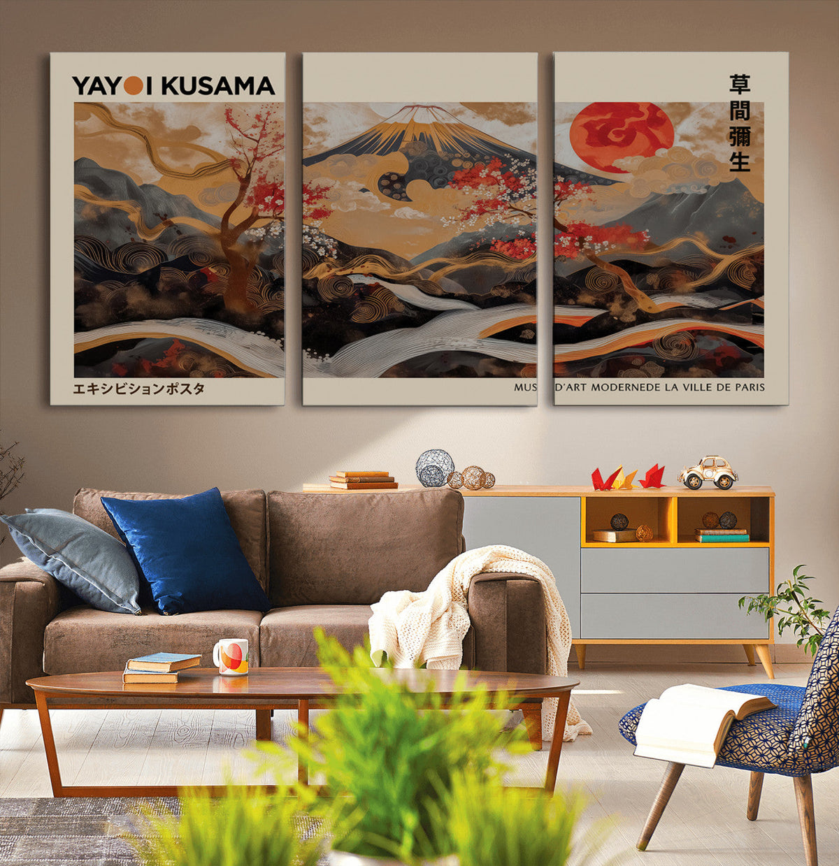 Modern Japanese Wall Art Canvas Print – Framed Abstract