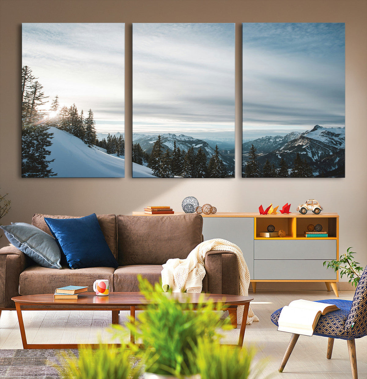 Snowy Mountain Wall Art Canvas Print – Frosty Peaks Alpine