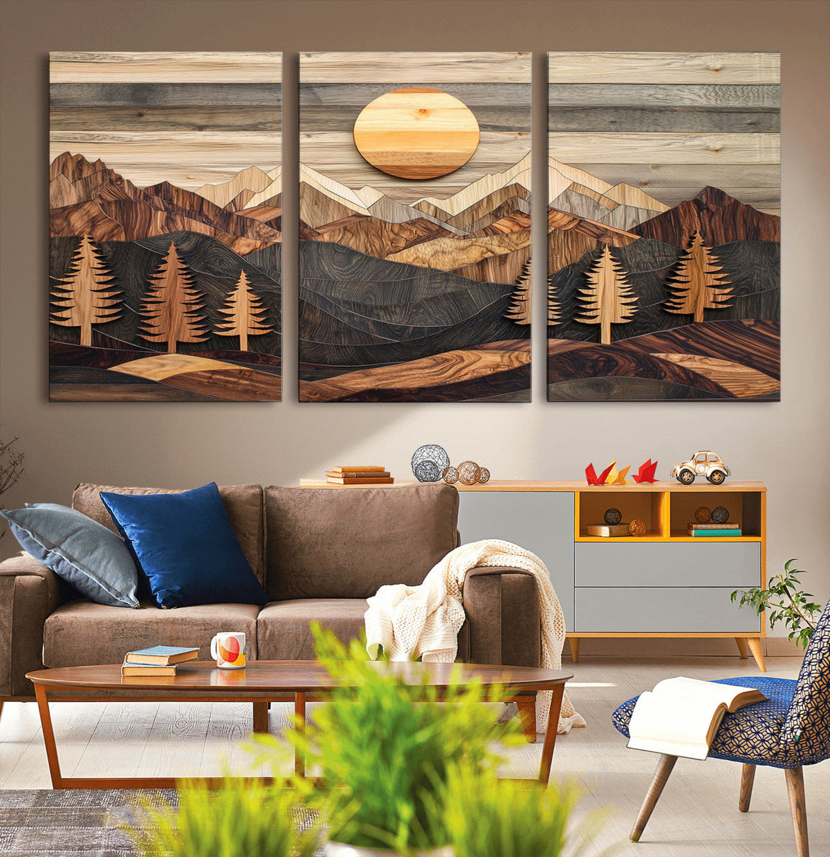 Wood Mountain Wall Art Canvas Print – Layered Forest and