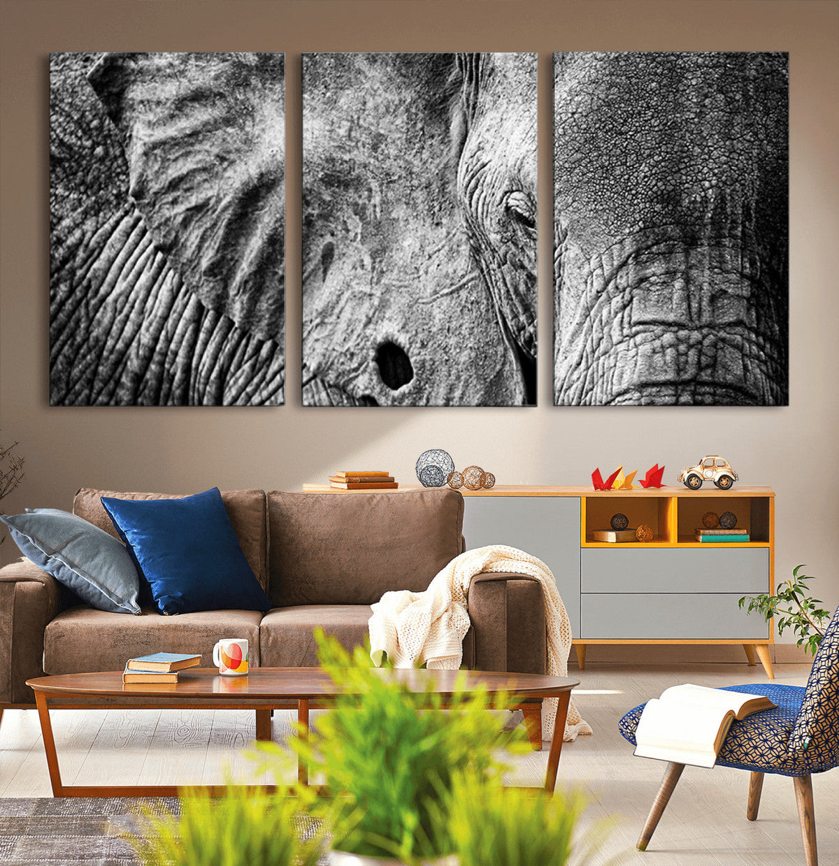 Wild Old Elephant Wall Art Canvas Print