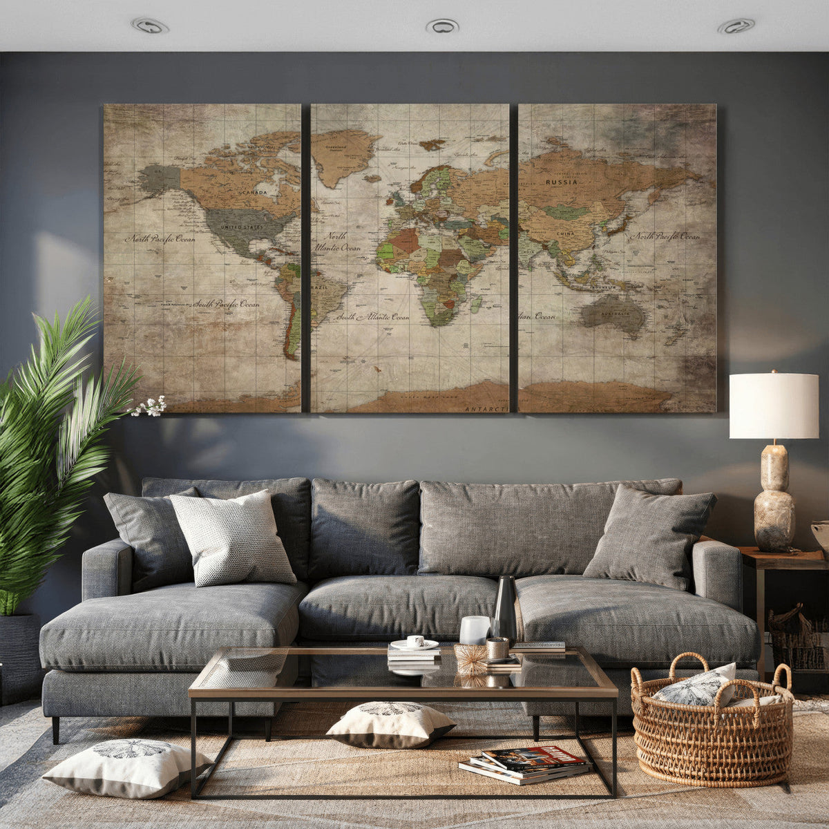 World Map Canvas Print – Framed Travel Map Wall Art for