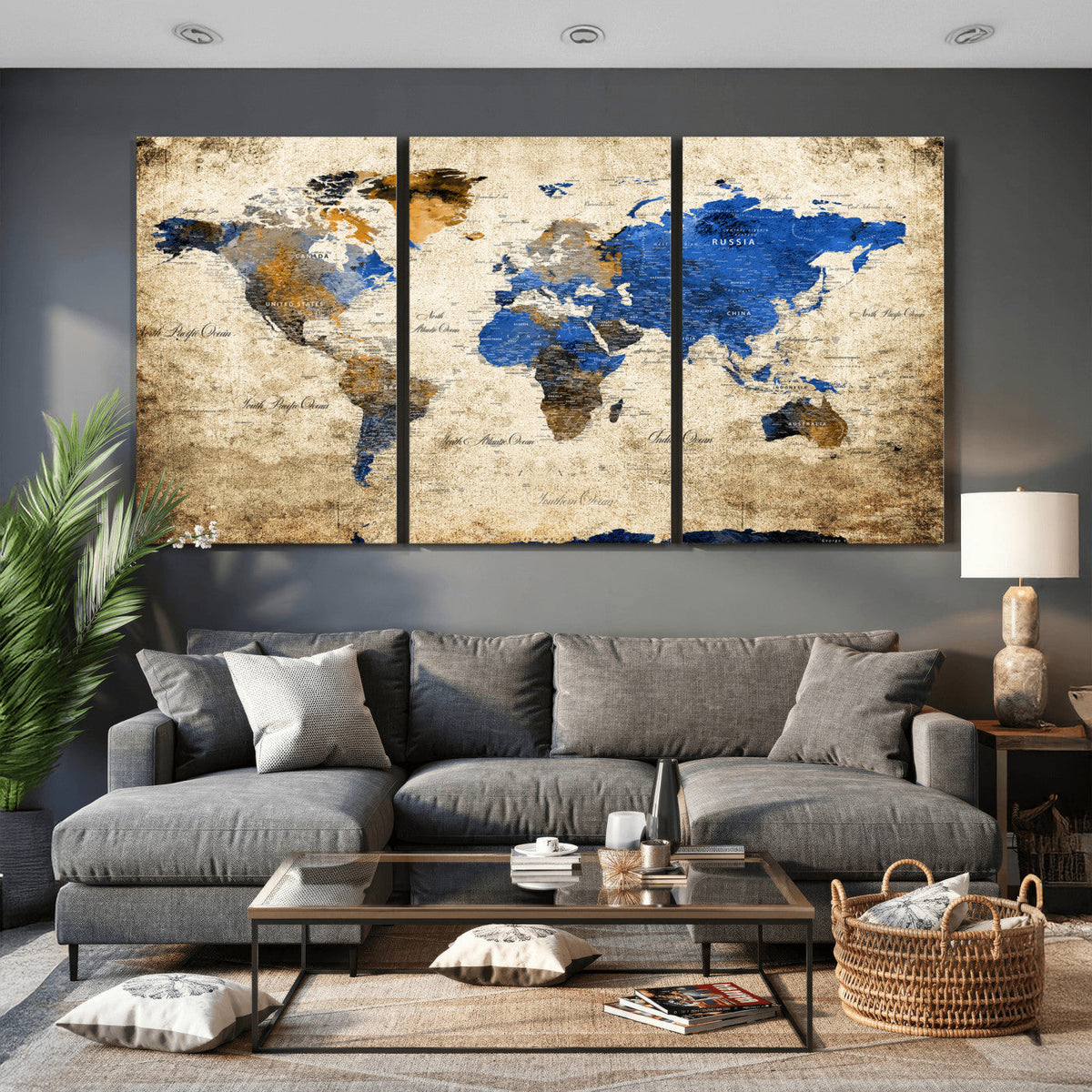 World Map Canvas Print – Colorful Abstract Travel Map,