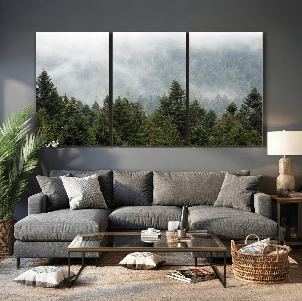Misty Mountain Forest Wall Art Canvas Print