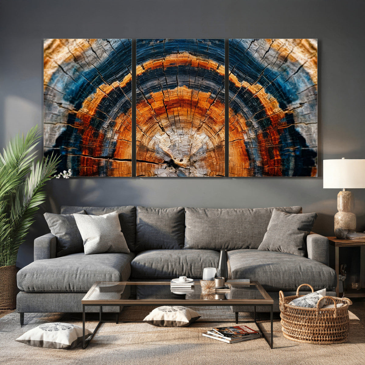 Abstract Wood Grain Canvas Print, Tree Ring Pattern Wall