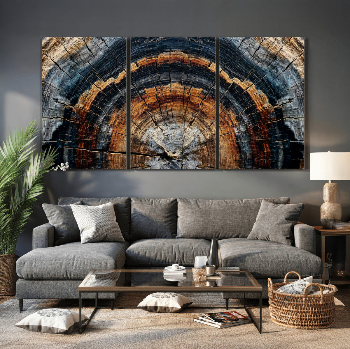 Abstract Wood Grain Canvas Print, Tree Ring Pattern Wall