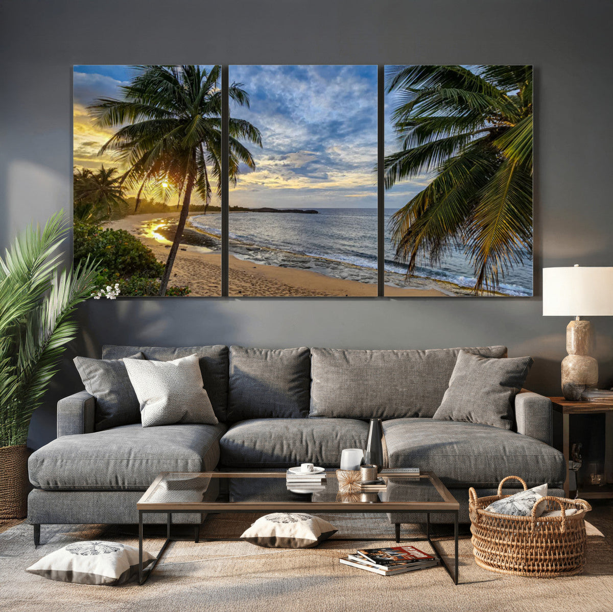 Mar Chiquita Beach Puerto Rico Canvas Wall Art, Manati Caribbean Coastal Photography Print, Tropical Ocean Sunset Decor
