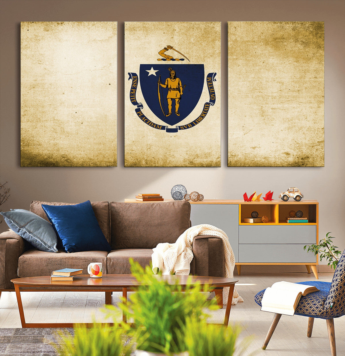 Massachusetts Flag Wall Art Canvas Print