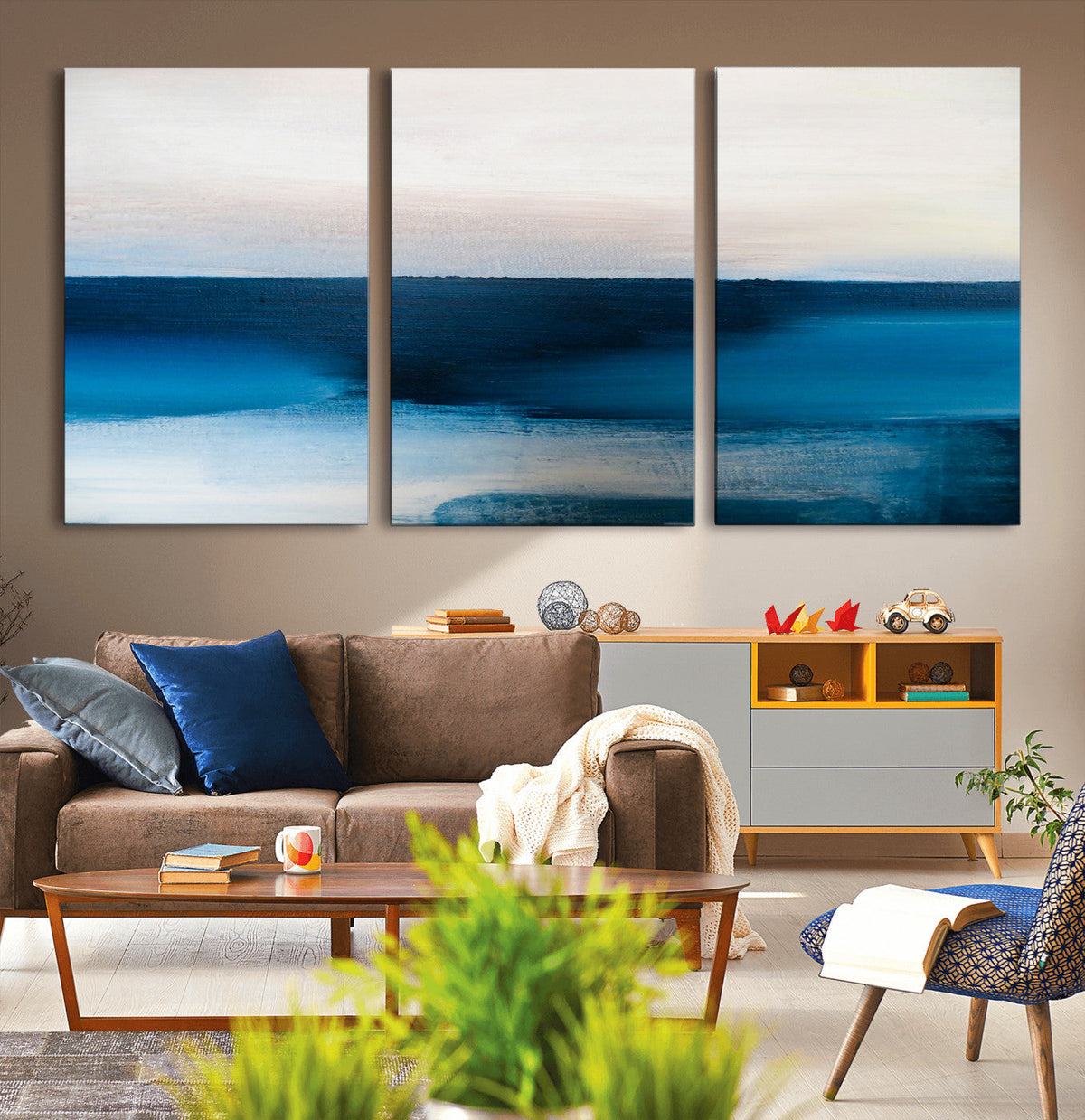 Dark Blue Abstract Wall Art Canvas Print