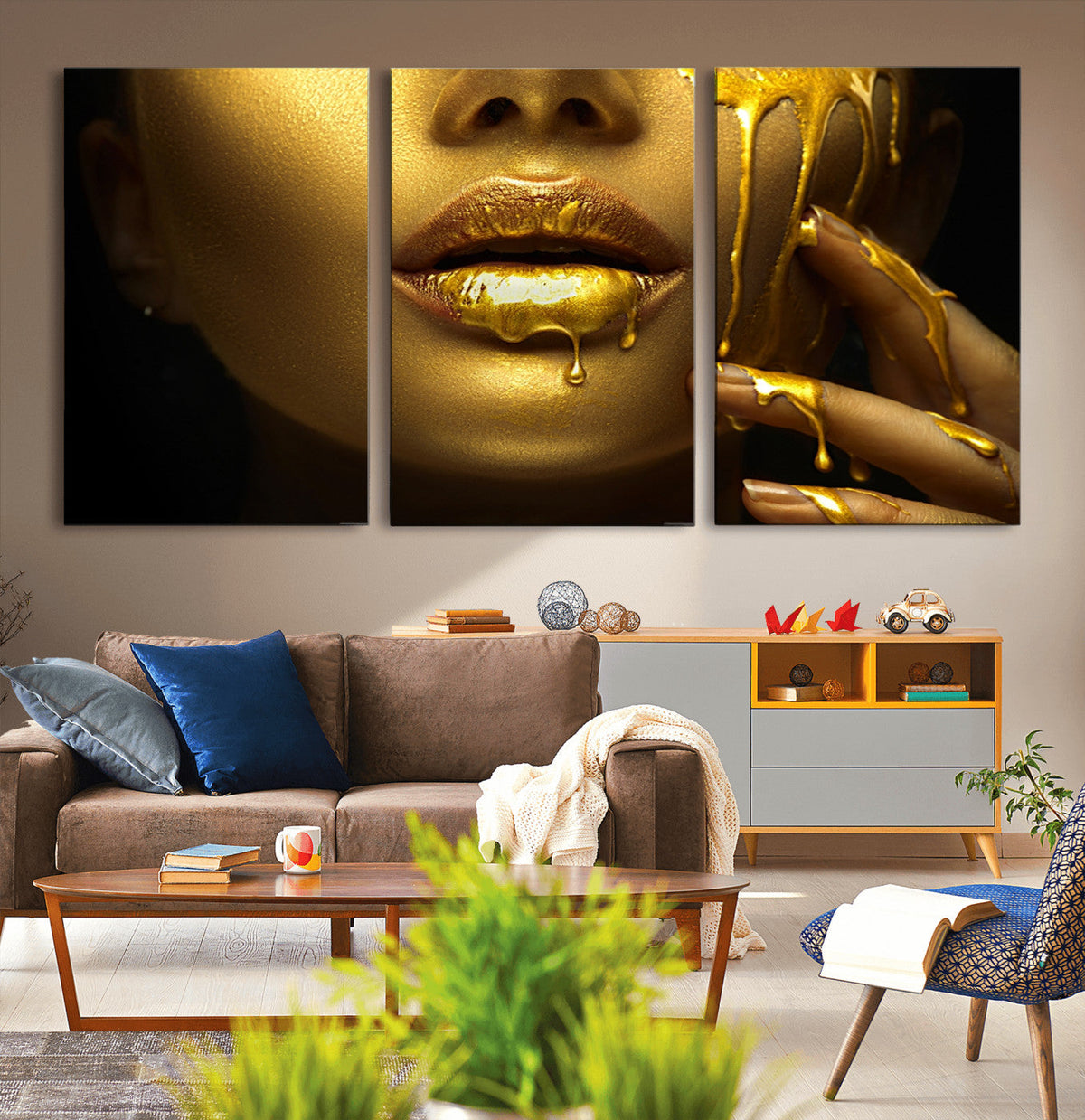Gold and Women Wall Art Canvas Print